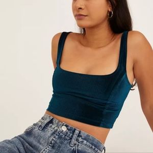 Urban Outfitters Velvet Ribbed Crop Top